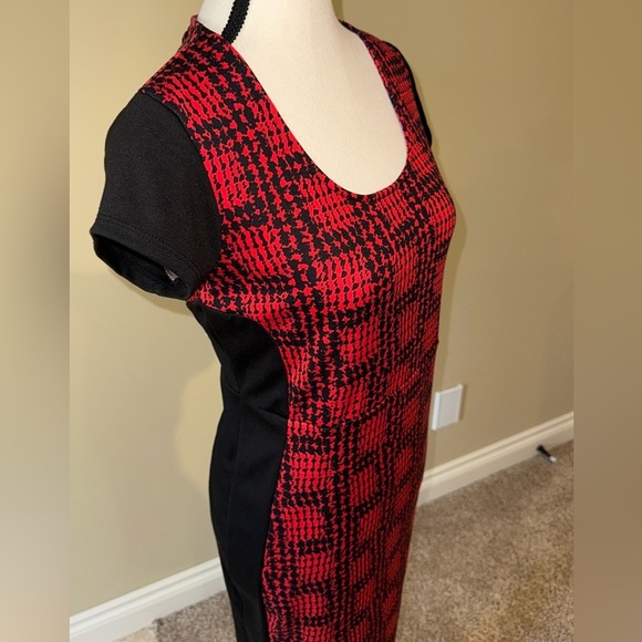 George Red and Black Patterned Midi Sheath Bodycon Dress Women’s Size M - Picture 2 of 10